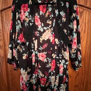 SOLD!! Torrid Black Floral Cardigan